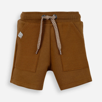 Short infantil de moletom cós elástico marrom