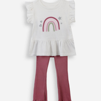 Conjunto infantil de algodão arco íris off white