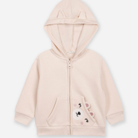 Jaqueta infantil de moletom com capuz bege