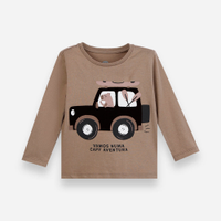 Camiseta infantil de algodão manga longa estampada bege