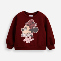 Blusão de moletom infantil minnie paetê vinho