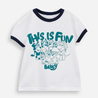 Camiseta infantil de algodão bluey off white