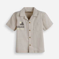 Camisa infantil de algodão estampada bege