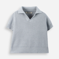 Polo infantil de tricô texturizado azul
