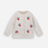 Cardigan infantil de tricot cerejas bege