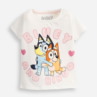 Blusa infantil de algodão bluey com glitter off white