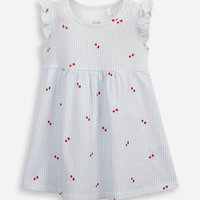 Vestido evasê infantil de algodão listrado azul