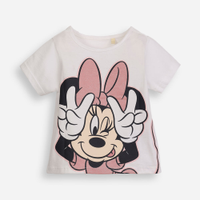 Camiseta infantil de algodão minnie com glitter off white