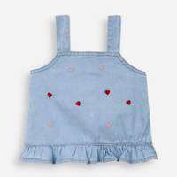 Blusa infantil de algodão com bordados azul