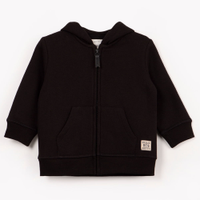 Blusão infantil de moletom com capuz e bolso azul marinho - preto