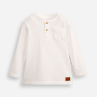 Camiseta infantil texturizada manga longa com bolso azul marinho - off white