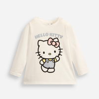 Camiseta infantil de algodão hello kitty com glitter off white