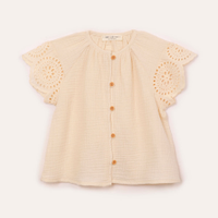 Blusa de algodão infantil com laise bege