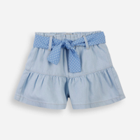 Short godê infantil jeans com faixa azul