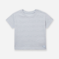 Camiseta de algodão infantil listrada azul
