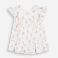 Vestido midi infantil de algodão texturizado floral off white
