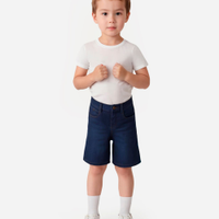 Bermuda jeans infantil com bolso azul escuro azul