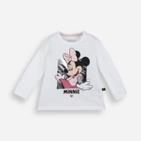 Blusa infantil de algodão manga longa minnie off white