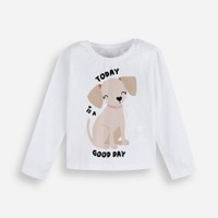 Camiseta infantil de algodão manga longa estampada off white