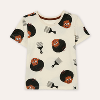 Camiseta de algodão infantil a hora do blec bege