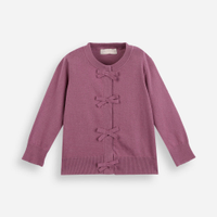 Cardigan infantil de tricot com lacinhos roxo
