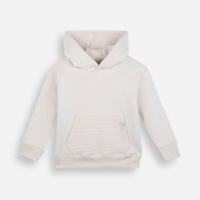 Blusão de moletom infantil com capuz e bolso texturizado off white