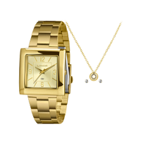 Kit relógio feminino lince lqg4767l34ka9ic2kx analógico dourado