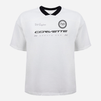 Camiseta juvenil de algodão gola v chevrolet off white