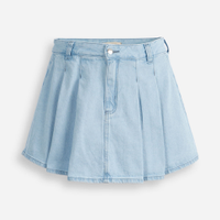 Short saia plissada juvenil com pregas azul