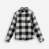 Camisa xadrez juvenil manga longa flanelada off white