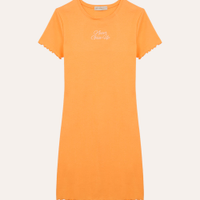 Vestido de algodão juvenil fru fru laranja
