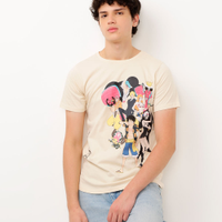 Camiseta juvenil de algodão one piece manga curta bege