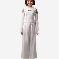 Blusa cropped juvenil manga longa lovely off white