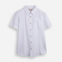 Camisa juvenil de algodão com bolso texturizada branca