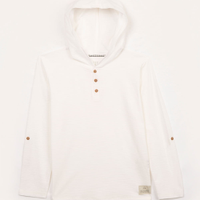Camiseta de algodão juvenil com capuz branco