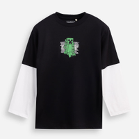 Camiseta juvenil sobreposição minecraft preto