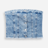 Cropped jeans juvenil com botões azul