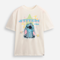 Camiseta juvenil de algodão oversized stitch off white
