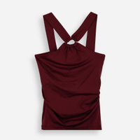 Blusa juvenil de poliamida franzida vinho