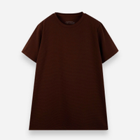 Camiseta de algodão juvenil texturizada manga curta marrom
