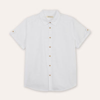 Camisa de algodão juvenil manga curta off white