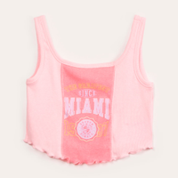 Blusa juvenil cropped recortes miami multicor