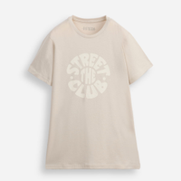Camiseta juvenil de algodão manga curta street the club bege
