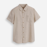 Camisa juvenil de algodão com bolso texturizada bege