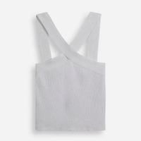 Cropped halter neck juvenil de tricô com lurex prateado
