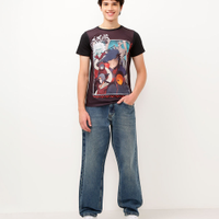 Camiseta juvenil manga curta naruto preto