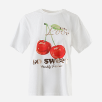 Camiseta juvenil de algodão cereja oversized off white