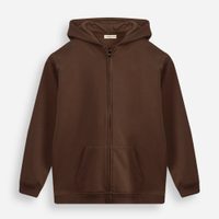 Jaqueta oversized juvenil de moletom com capuz e bolso marrom
