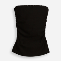 Blusa juvenil sem alça franzida preta