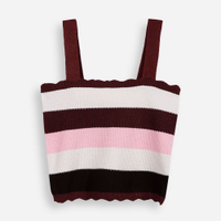 Cropped juvenil de tricot listrado marrom